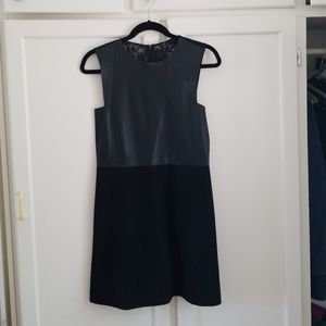MAJE Black leather and lace dress 38